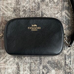 Coach Black Pebbled Leather Camera Crossbody Bag